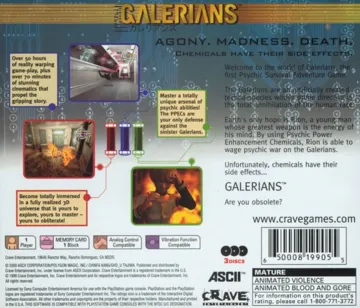 Galerians (US) box cover back